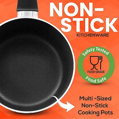 SereneLife 15 Piece Pots and Pans Non Stick Chef Kitchenware Cookware Set, Blue