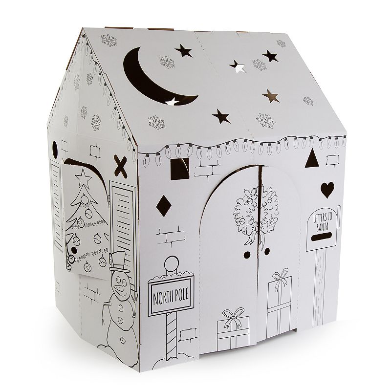 Easy Playhouse Holiday Cottage Cardboard Playhouse, Multicolor