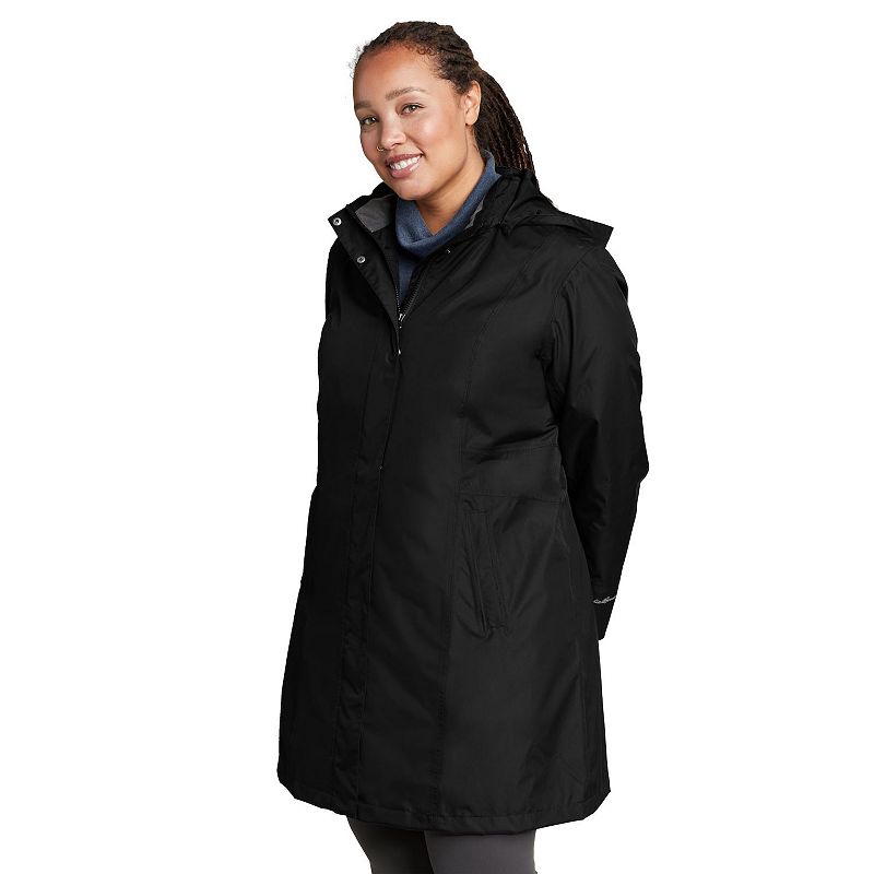 Plus Size Eddie Bauer Girl On The Go Trench Coat, Womens, Size: 1XL, Black