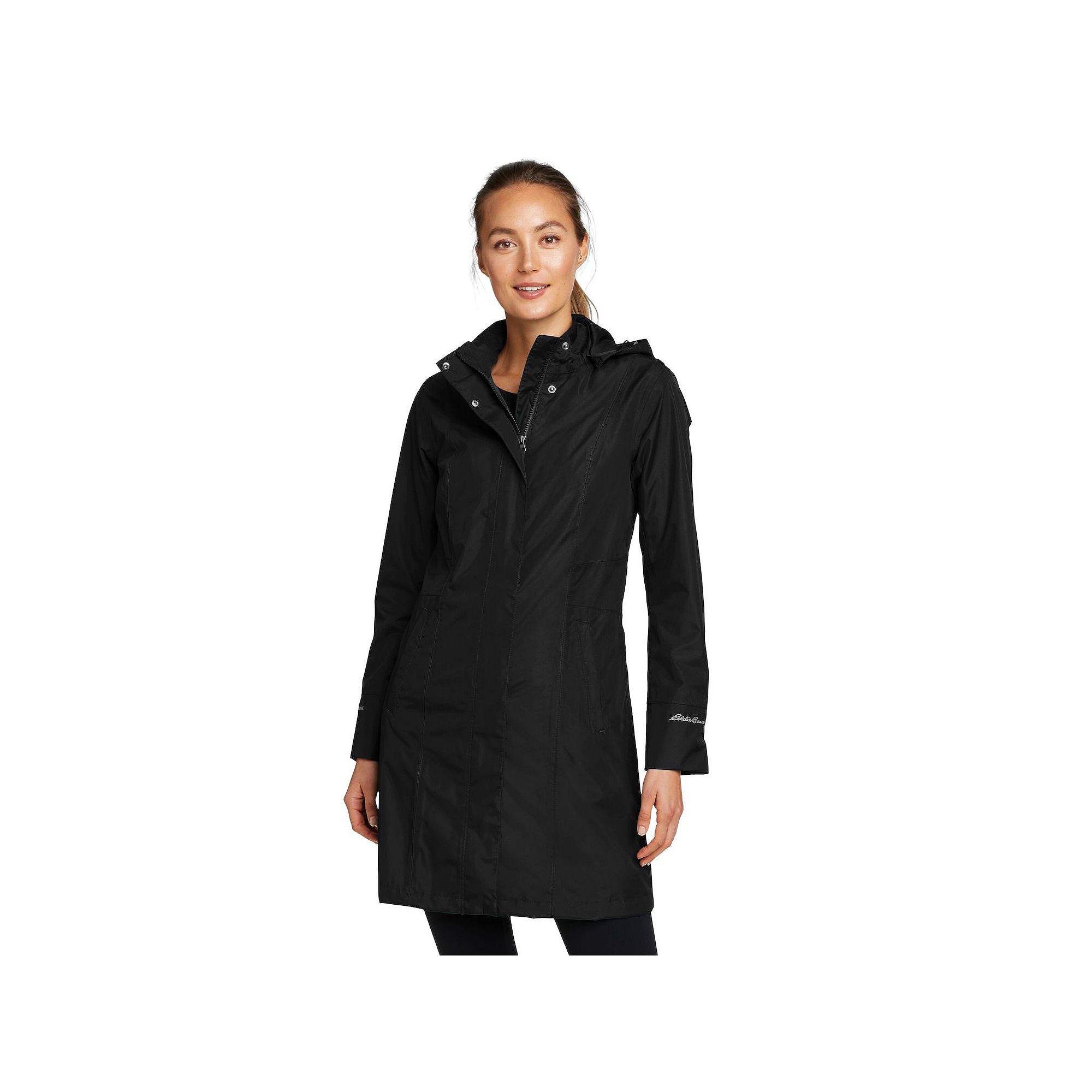Womens Eddie Bauer Girl On The Go Trench Coat, Size: XS, Black