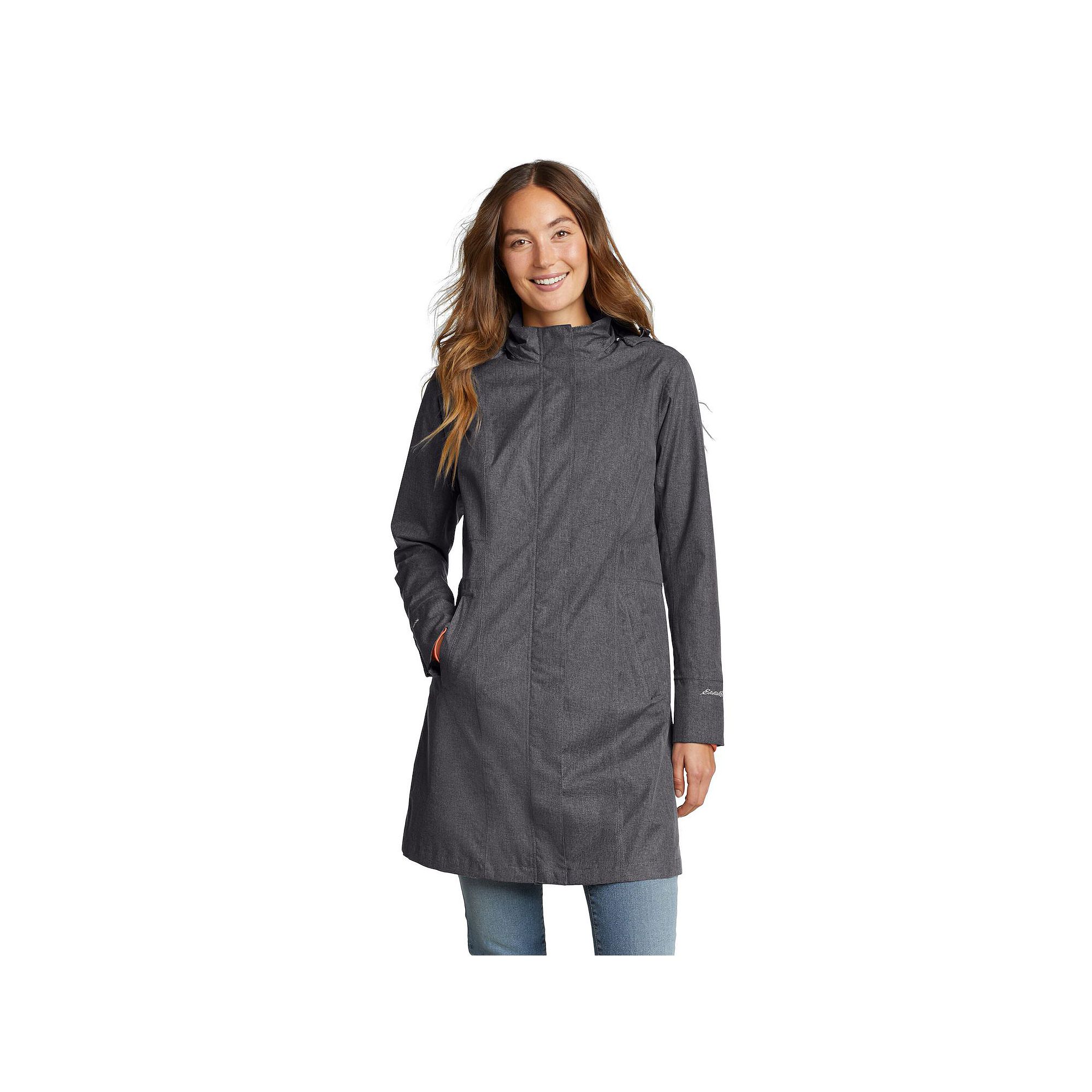 Womens Eddie Bauer Girl On The Go Trench Coat, Size: XS, Dark Grey