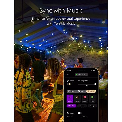 Twinkly Festoon App-Controlled Smart LED Bulb Light String 40 Multicolor RGB