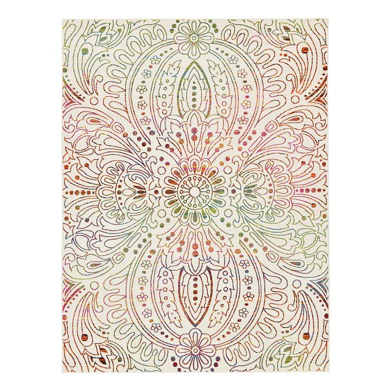 Unique Loom Sapphire Lyon Rug, Beig/Green, 8Ft Rnd