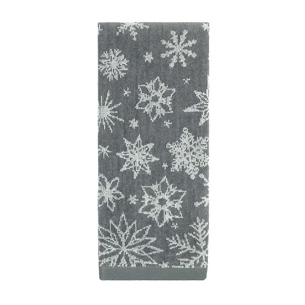 St. Nicholas Square® Gray Snowflake Jacquard Hand Towel