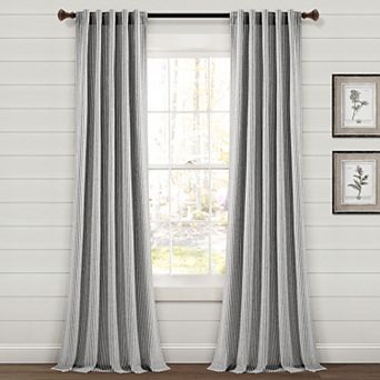 Lush Decor Set of 2 Farmhouse Vintage Stripe Window Curtain Panels