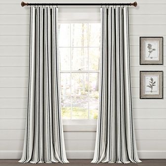 Lush Decor Set of 2 Farmhouse Stripe Yarn Dyed Cotton Window Curtain Panels