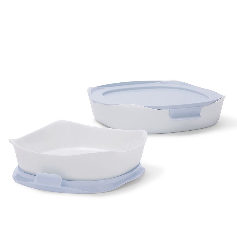 Rubbermaid DuraLite Glass Bakeware, 4-Piece Set with Lids, Baking Dishes or