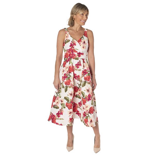 Danny & nicole sleeveless floral fit & 2024 flare dress