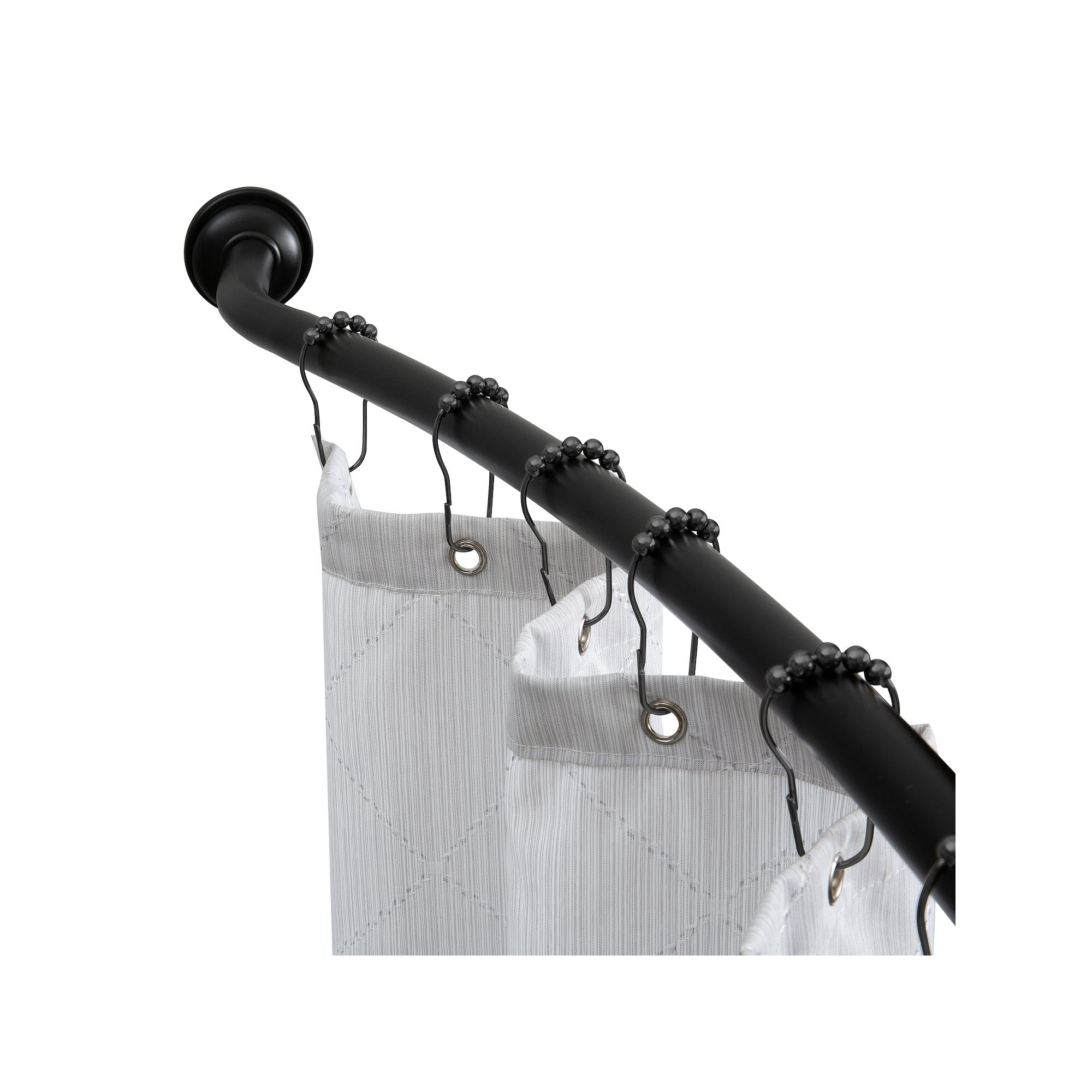Bath Bliss Curved Shower Rod, Black