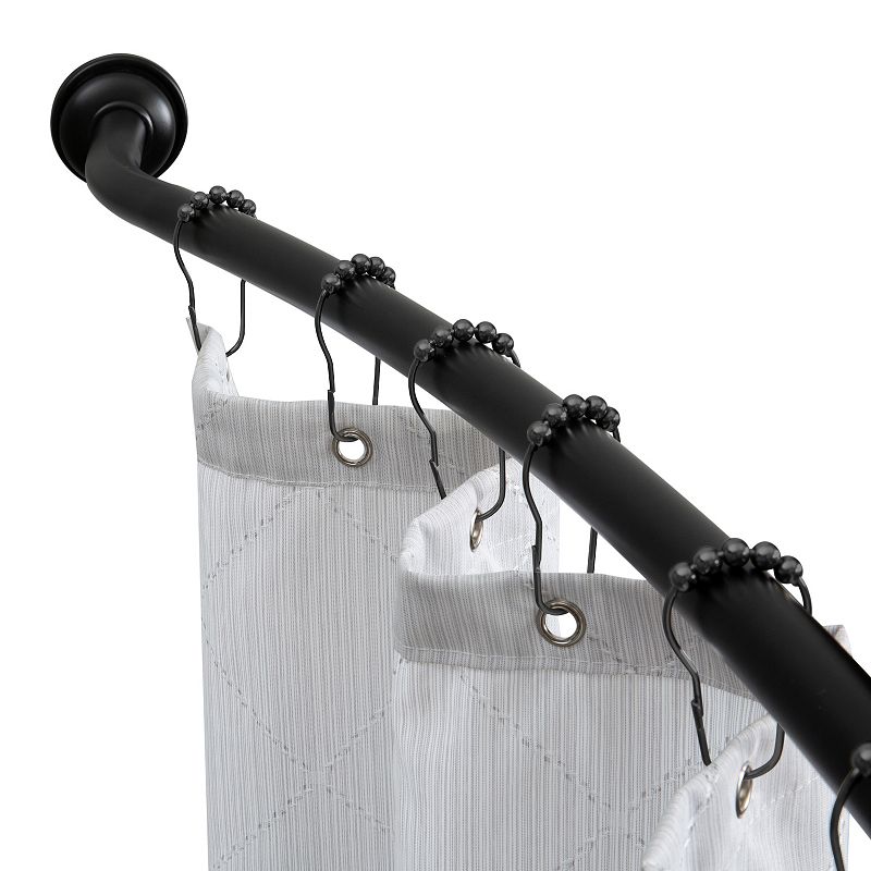 Bath Bliss 42  to 72  Adjustable Curved Shower Curtain Rod  Black