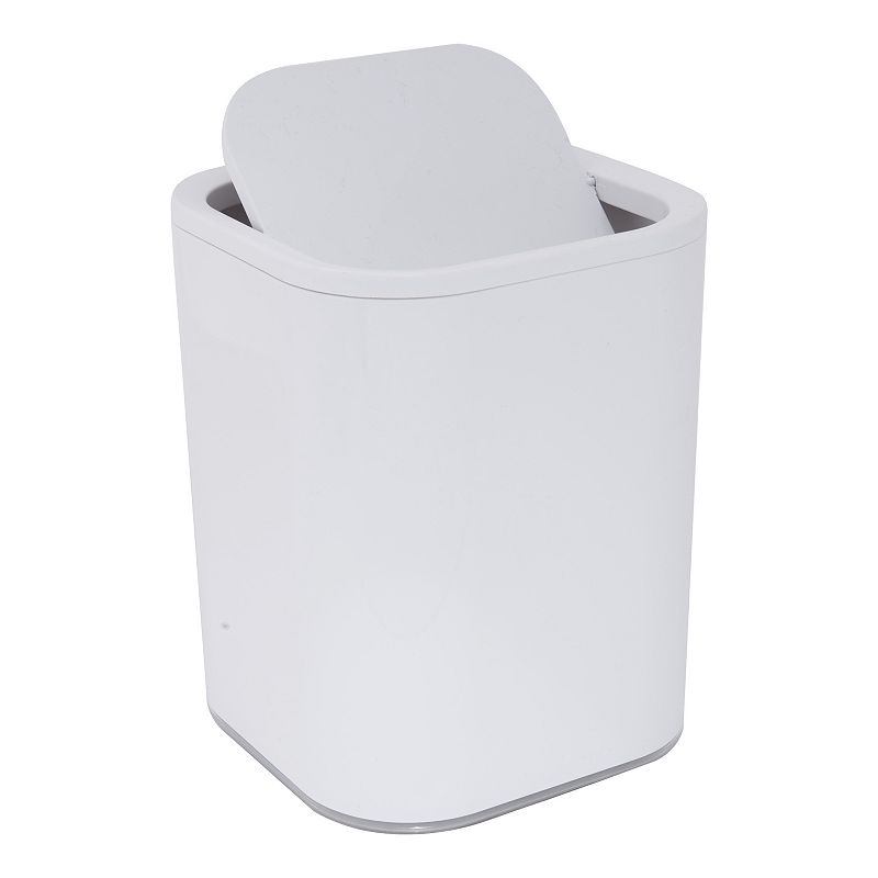 mDesign Slim Plastic 2.25 Gallon Trash Garbage Wastebasket Can, 2 Pack,  Cream 