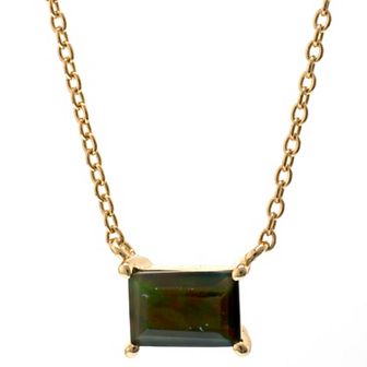 Gemistry 14k Gold Over Silver Black Opal Pendant Necklace