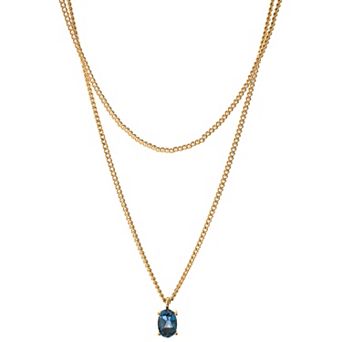 Gemistry 14k Gold Over Silver London Blue Topaz Double Layer Necklace
