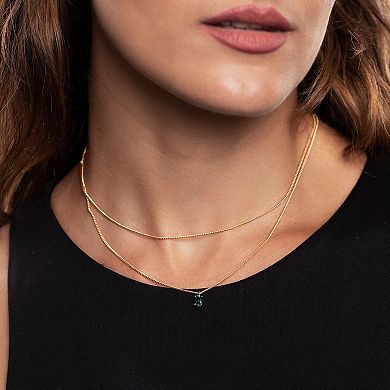 Gemistry 14k Gold Over Silver London Blue Topaz Double Layer Necklace