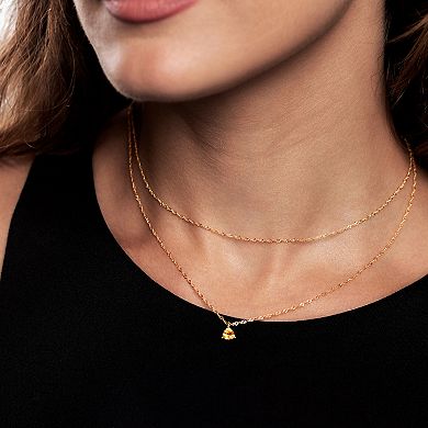 Gemistry 14k Gold Over Silver Citrine Double Layer Necklace