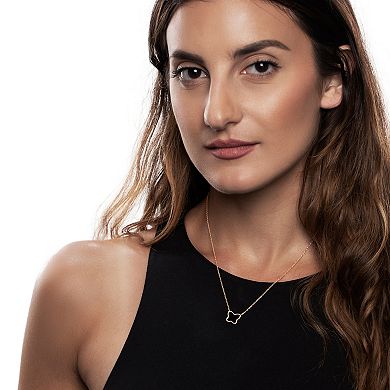 Gemistry 14k Gold Over Silver Black Onyx Butterfly Pendant Necklace