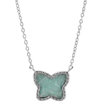 Gemistry Sterling Silver Amazonite Butterfly Pendant Necklace