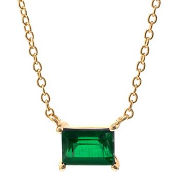 Gemistry 14k Gold Over Silver Chrome Diopside Pendant Necklace