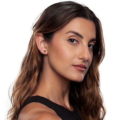 Gemistry 14k Gold Over Silver Chrome Diopside Stud Earrings