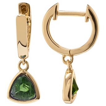 Gemistry 14k Gold Over Silver Chrome Diopside Drop Earrings