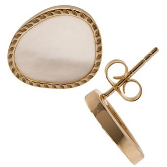 Gemistry 14k Gold Over Silver White Mother Of Pearl Stud Earrings