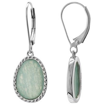 Gemistry Sterling Silver Amazonite Oval Drop Earrings