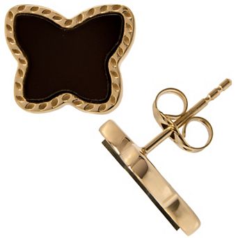 Gemistry 14k Gold Over Silver Black Onyx Butterfly Stud Earrings