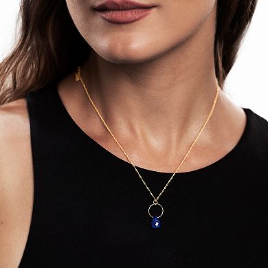 Gemistry 14k Gold Over Silver Lapis Lazuli Circle Drop Earrings & Necklace Set