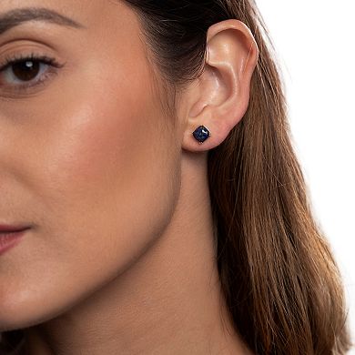 Gemistry 14k Gold Over Silver Square Lapis Lazuli Stud Earrings & Necklace Set