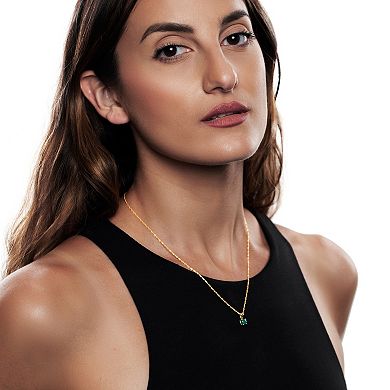 Gemistry 14k Gold Over Silver Green Agate Stud Earrings & Necklace Set