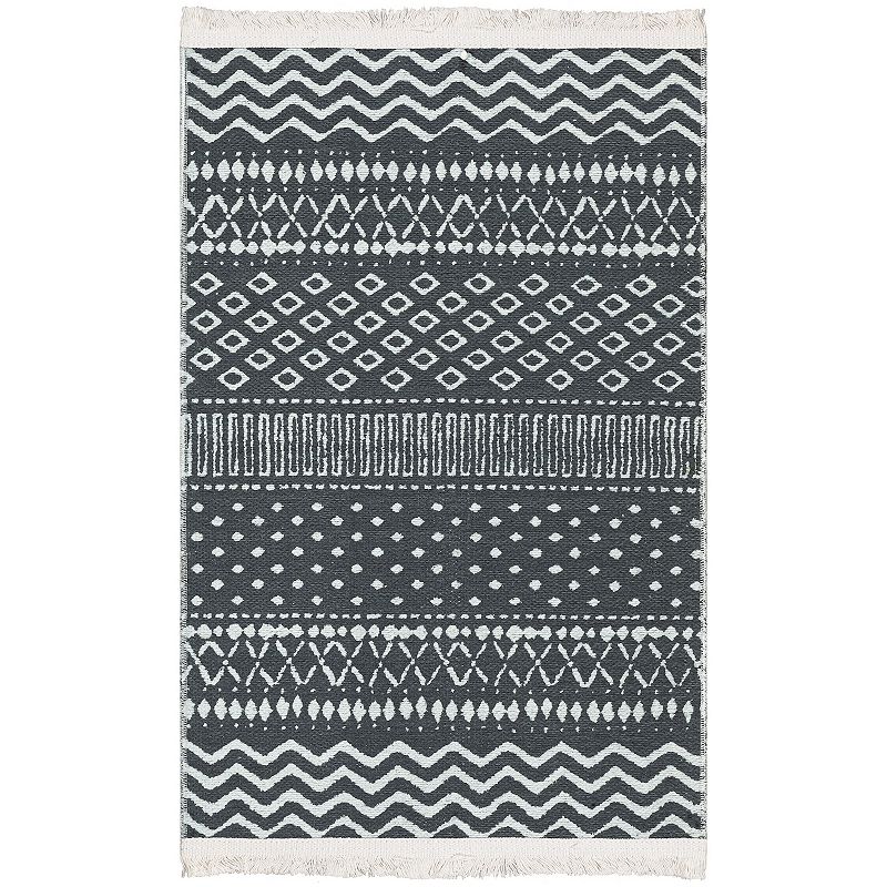 Ottomanson Legacy Shapes Design Washable Indoor Rug, Grey, 5X7 Ft