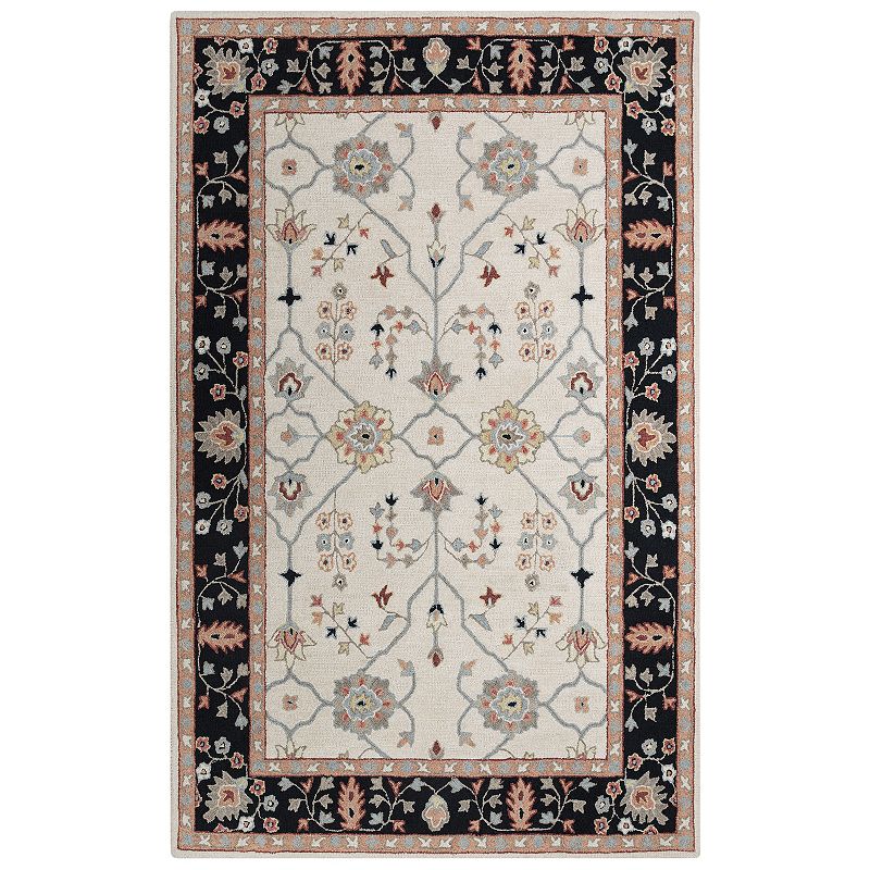 Alora Decor April Wool Rug, Black, 8X10 Ft