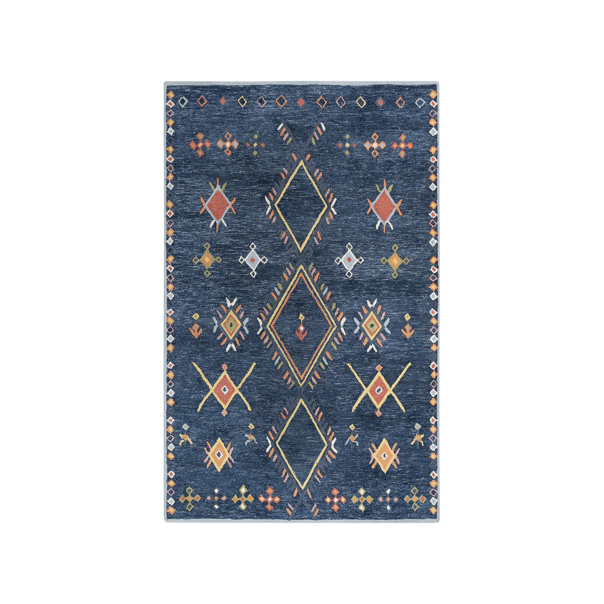 Alora Decor Flora Wool Rug, Dark Blue