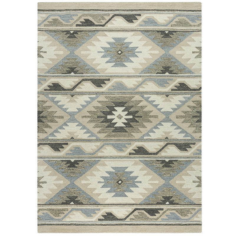 Alora Decor Sedona Southwest Geometric Hand-tufted Wool Rug 5ft x 7ft 6in - Light Blue