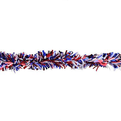 12-ft. Red, White & Blue Wide Cut Patriotic Tinsel Unlit Garland