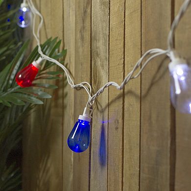 10-Bulb Red, White and Blue LED Edison Style String Lights