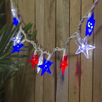 30-Bulb Red, White & Blue LED Patriotic Star String Lights