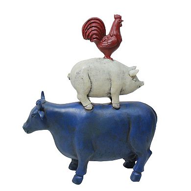 Stacked Patriotic Farm Animals Outdoor Garden Statue Table Decor