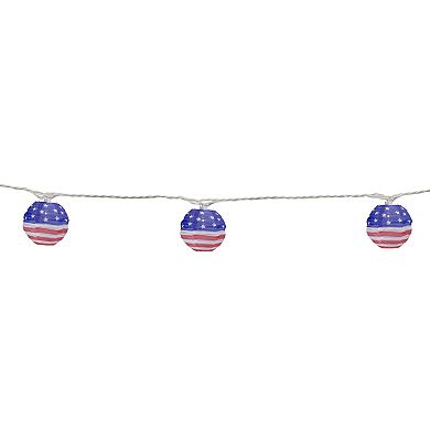 10-Bulb American Flag Paper Lantern String Lights