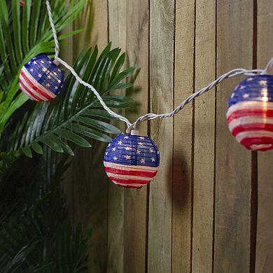 10-Bulb American Flag Paper Lantern String Lights