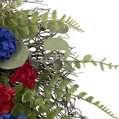 4th of July Mixed Artificial Foliage Patriotic Wreath