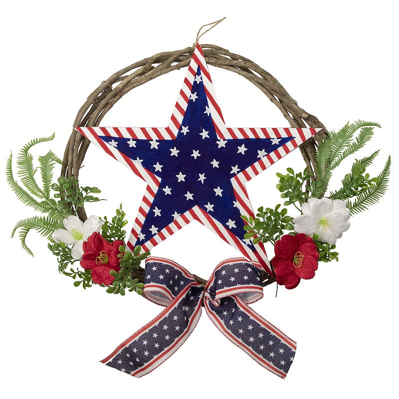 American Star Artificial Floral Patriotic Wreath, Blue
