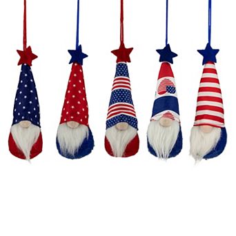 Patriotic 4th of July Gnome Hanging Ornament 5 pc Set