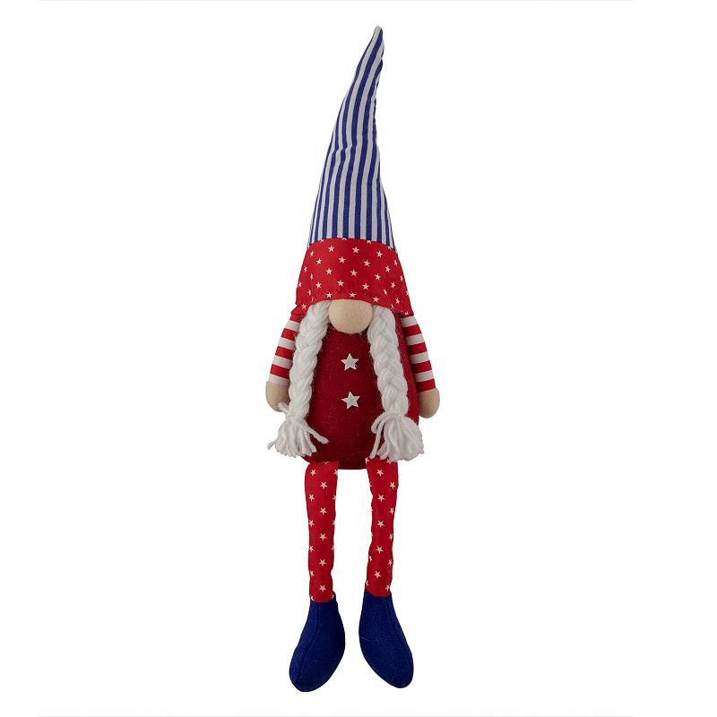 17.75-in. Sitting Patriotic Girl 4th of July Gnome Floor Decor, Red