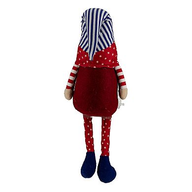 17.75-in. Sitting Patriotic Girl 4th of July Gnome Floor Decor