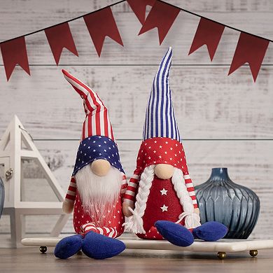 17.75-in. Sitting Patriotic Girl 4th of July Gnome Floor Decor