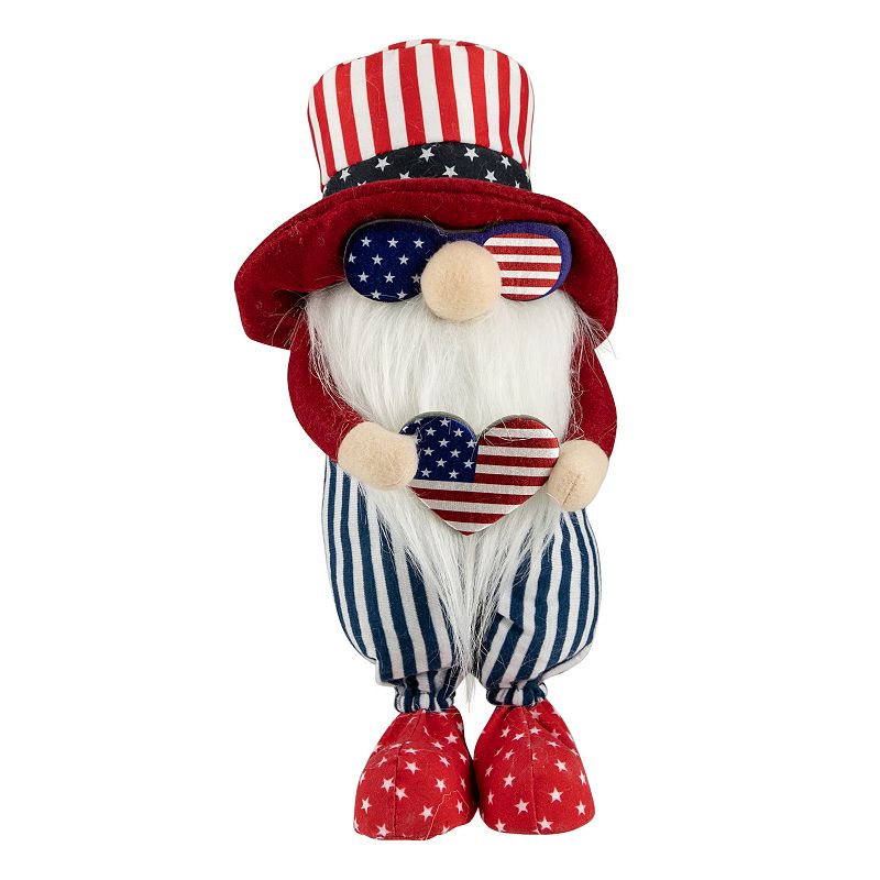 12.25-in. Patriotic Heart 4th of July Americana Gnome Table Decor, Red