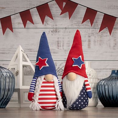 10.5-in. Americana Girl 4th of July Patriotic Gnome Table Decor