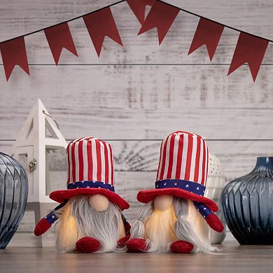 6.75-in. Lighted Americana Boy 4th of July Patriotic Gnome Table Decor