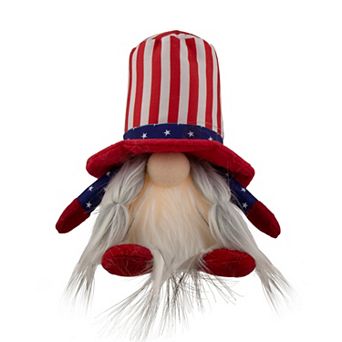 6.75 in Lighted Americana Girl 4th of July Patriotic Gnome Table Decor